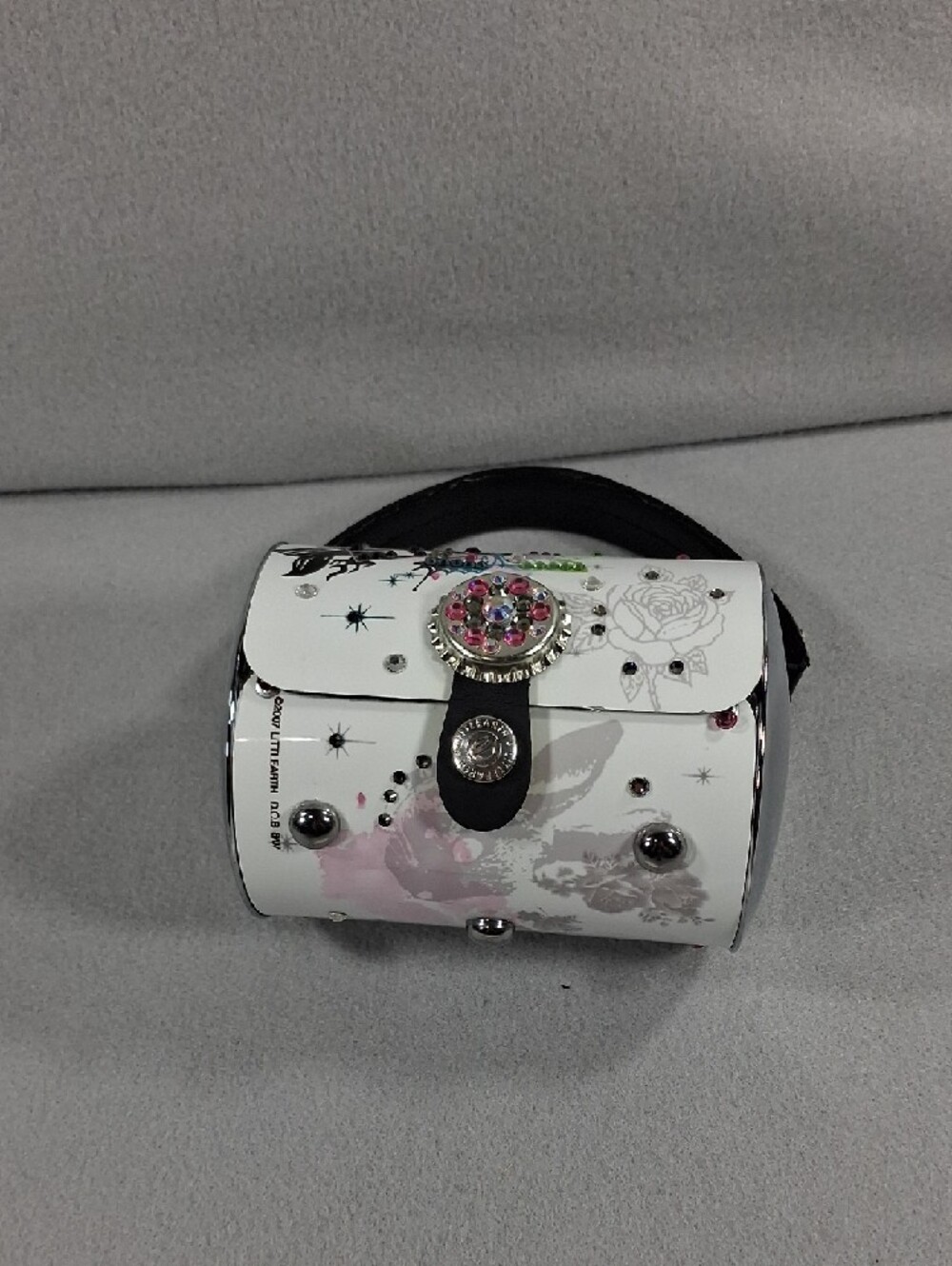 Little Earth White Graphic Dome Handbag with Black Handle - Picture 2 of 11